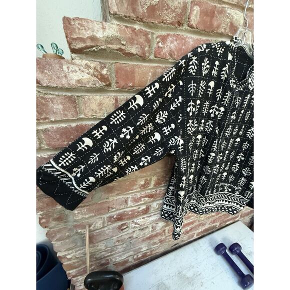 Sam Hilu Art to Wear‎ Jacket Reversible Tribal Button Up Women’s XL Black Cream - Picture 5 of 14